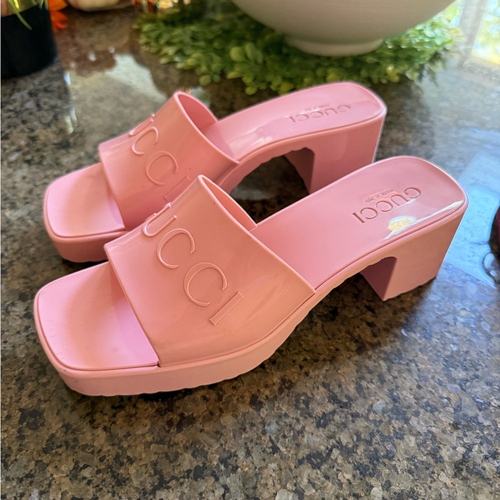 Gucci Glossy Pink Mules